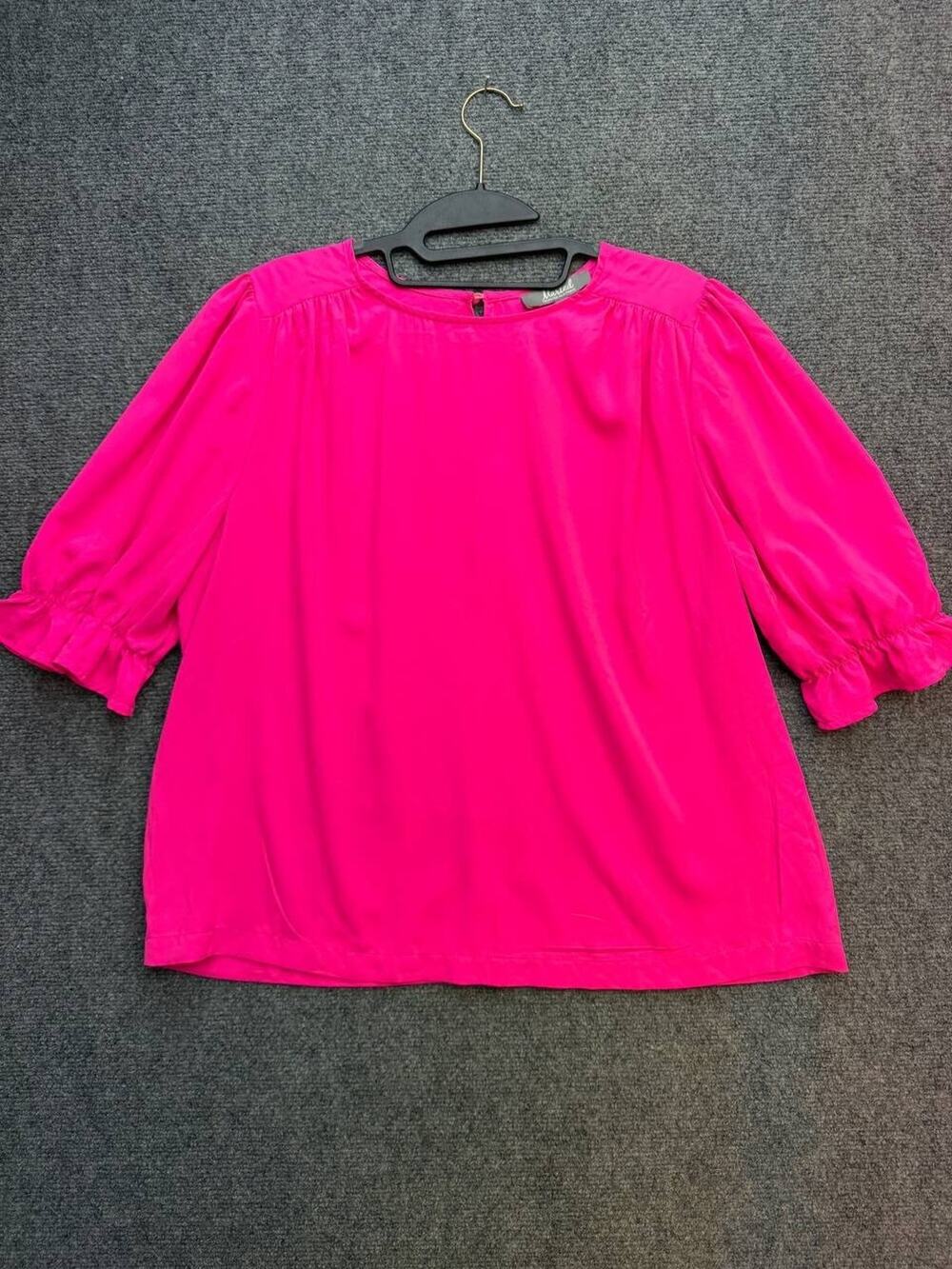 Marled Reunited Clothing Women’s L Pink Puff Sleeve Blouse Ruffle Top
